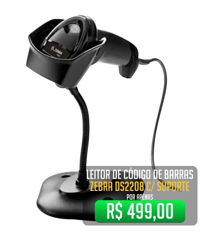 leitor de código de barras zebra DS2208 com suporte